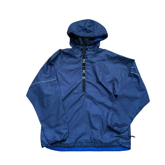 Vintage Nike Windbreaker Mens Large Hooded Classic Swoosh Logo Navy Blue Sports - Picture 1 of 10